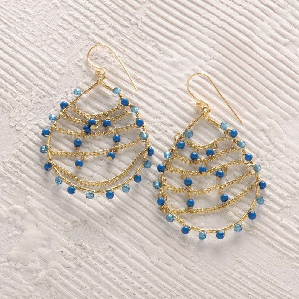 Small blue beads earrings